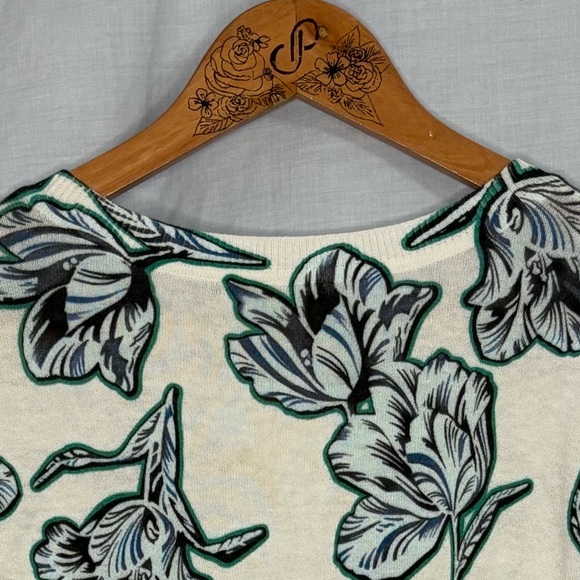 Halogen White with Blue and Green Floral Button Front Cardigan Sweater Size XL - Picture 11 of 16